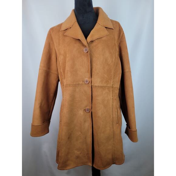 Vintage Weatherproof Womens Faux Suede Chestnut Camel Jacket Size L - Picture 1 of 10